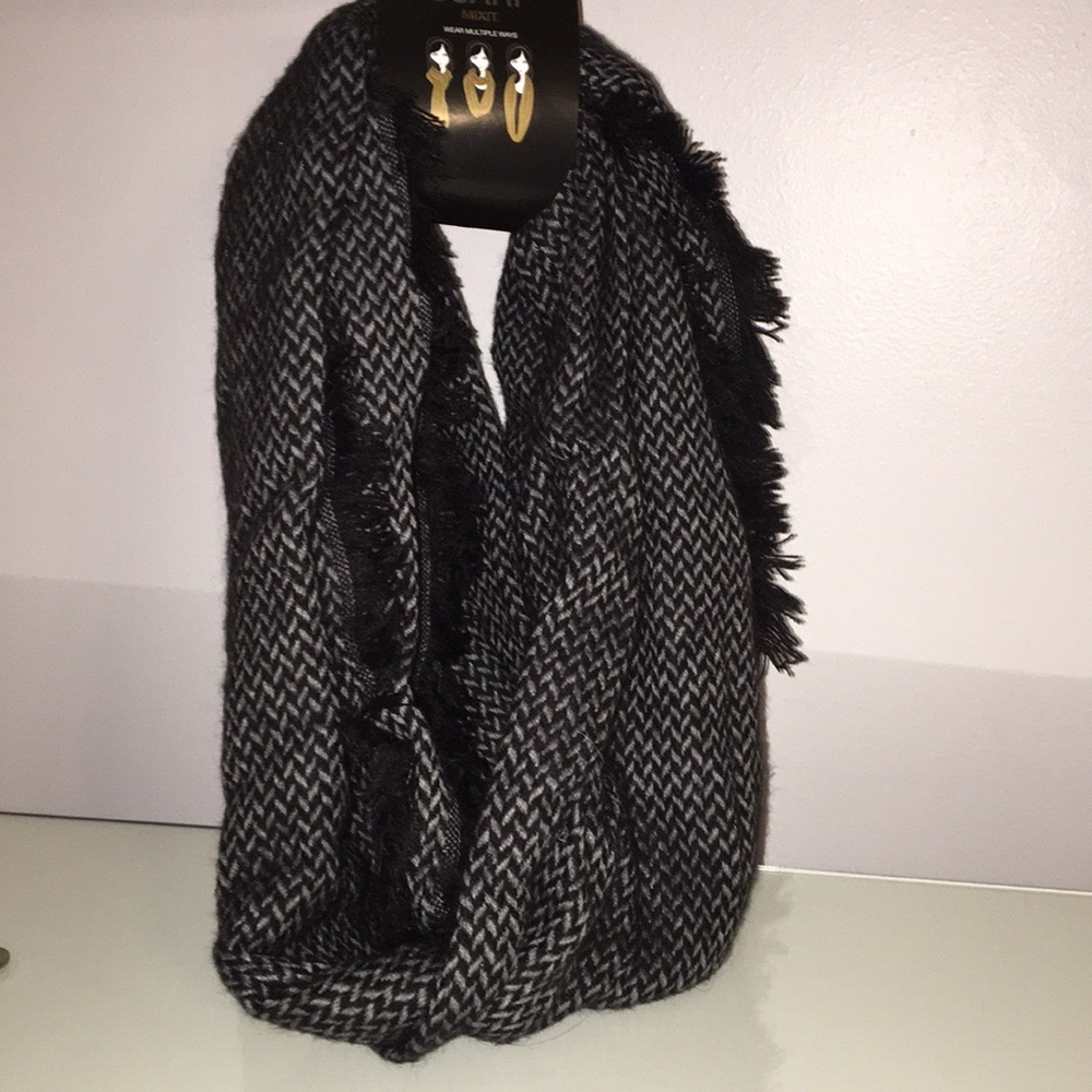 Black and grey infinity scarf